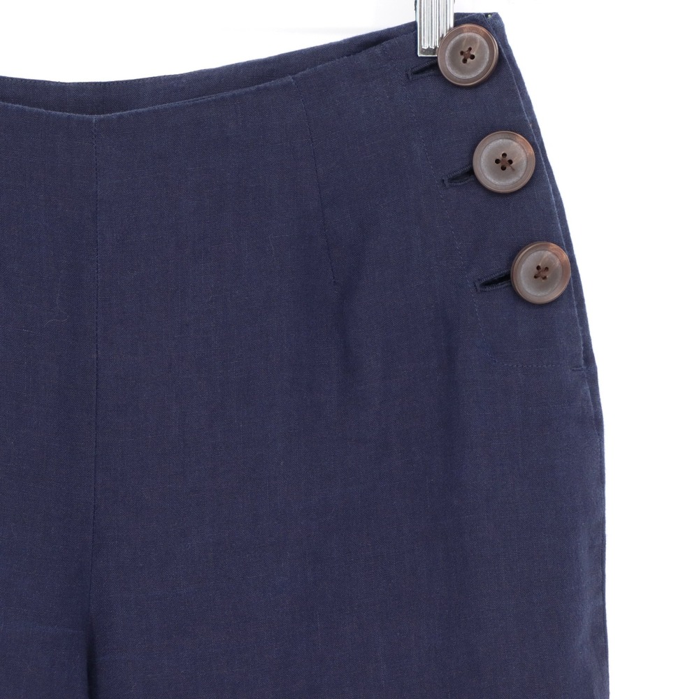 Boden Penzance Linen Pants Size 8P Navy Blue Linen Sailor Wide Leg Cropped Pants - Picture 6 of 7